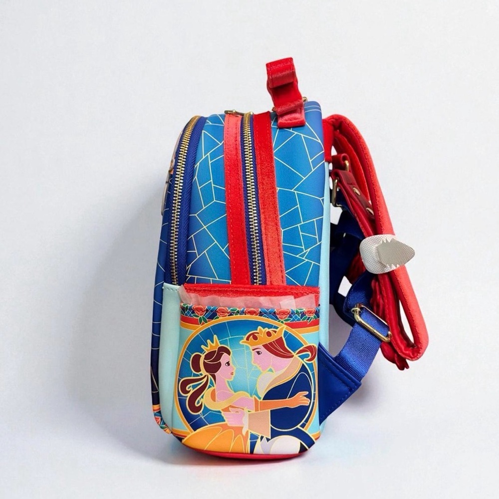 Loungefly Disney Beauty and the Beast Stained Glass Backpack w/matching Wallet - Picture 2 of 9